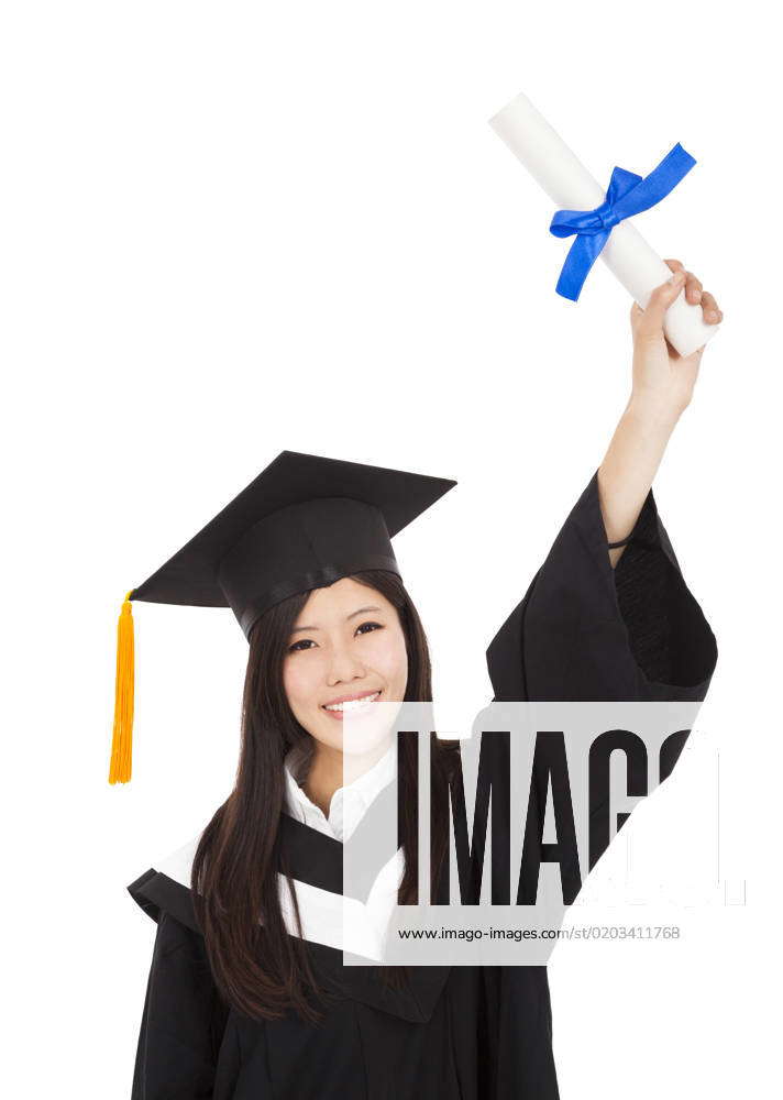 Happy Graduate woman Holding Degree