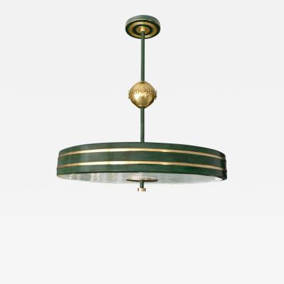  B hlmarks AB Bohlmarks SWEDISH ART DECO PATINATED BRASS CHANDELIER WITH TARGET MOTIF BY BOHLMARKS 