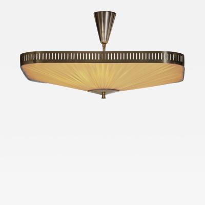  Itsu Brass and Fabric Ceiling Lamp by Itsu Finland 1960s