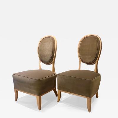 Andr Arbus Andre Arbus documented pair of refined sycamore slipper chairs