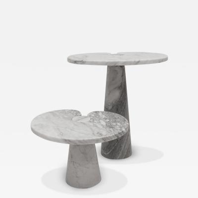 Angelo Mangiarotti Italian Eros Carrara Marble Side Tables by Angelo Mangiarotti for Skipper 1970 