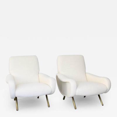 Marco Zanuso MARCO ZANUSO PAIR ITALIAN LADY CHAIR IN CREAM BISSON BRUNEEL BOUCLE