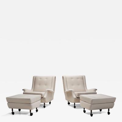 Marco Zanuso Regent Lounge Chairs with Footstools by Marco Zanuso for Arflex Italy 1960s