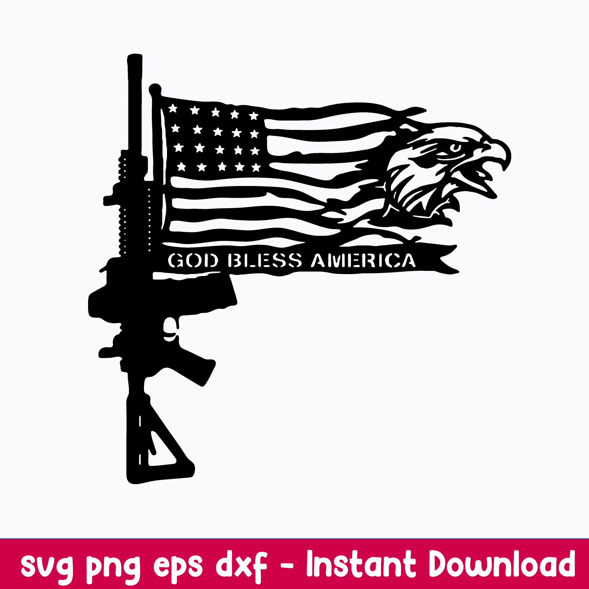 Gun Flag Eagle Svg, Flag USA Svg, Png Dxf Eps File - Inspire Uplift