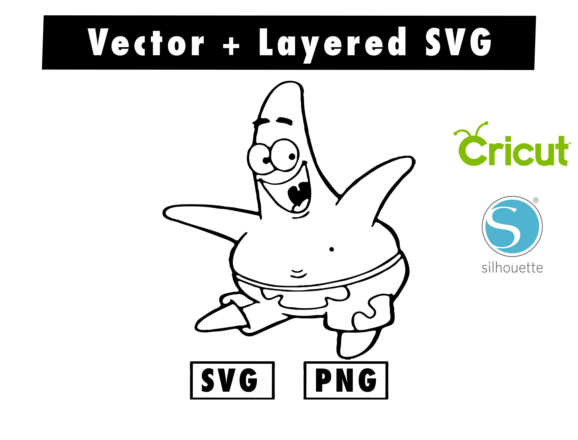 Cartoon Patrick Star (Spongebob Squarepants) Svg, Png Files - Inspire ...