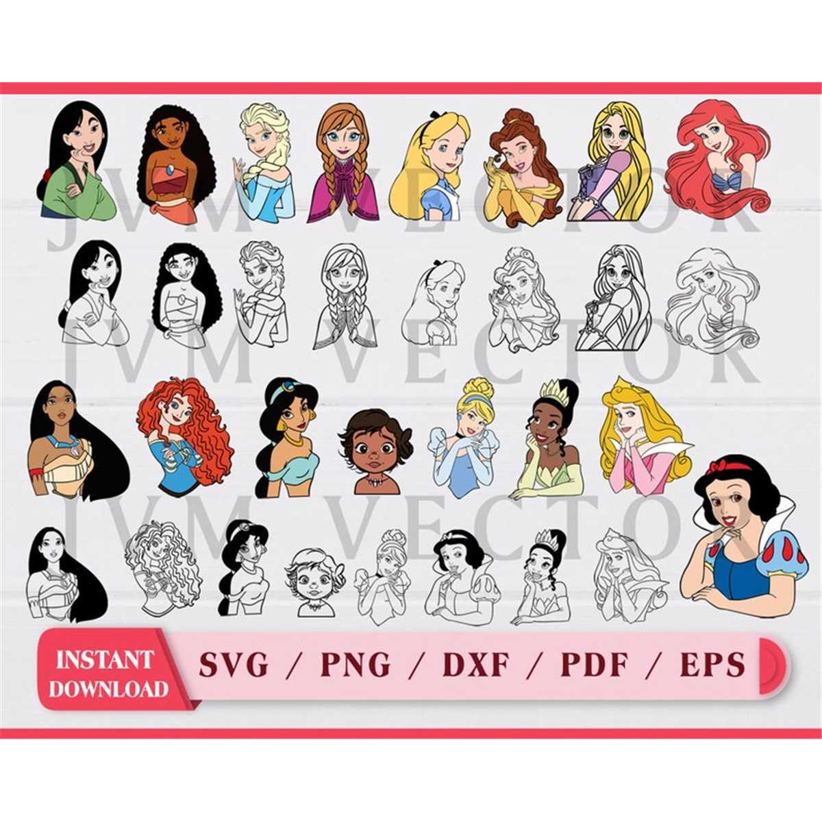 Princess Vector SVG Bundle, clipart, eps, png, dxf, pdf, Lay - Inspire ...