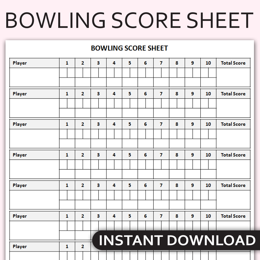 Printable Bowling Score Sheet, Bowling Scorecard, Bowling Sc - Inspire ...