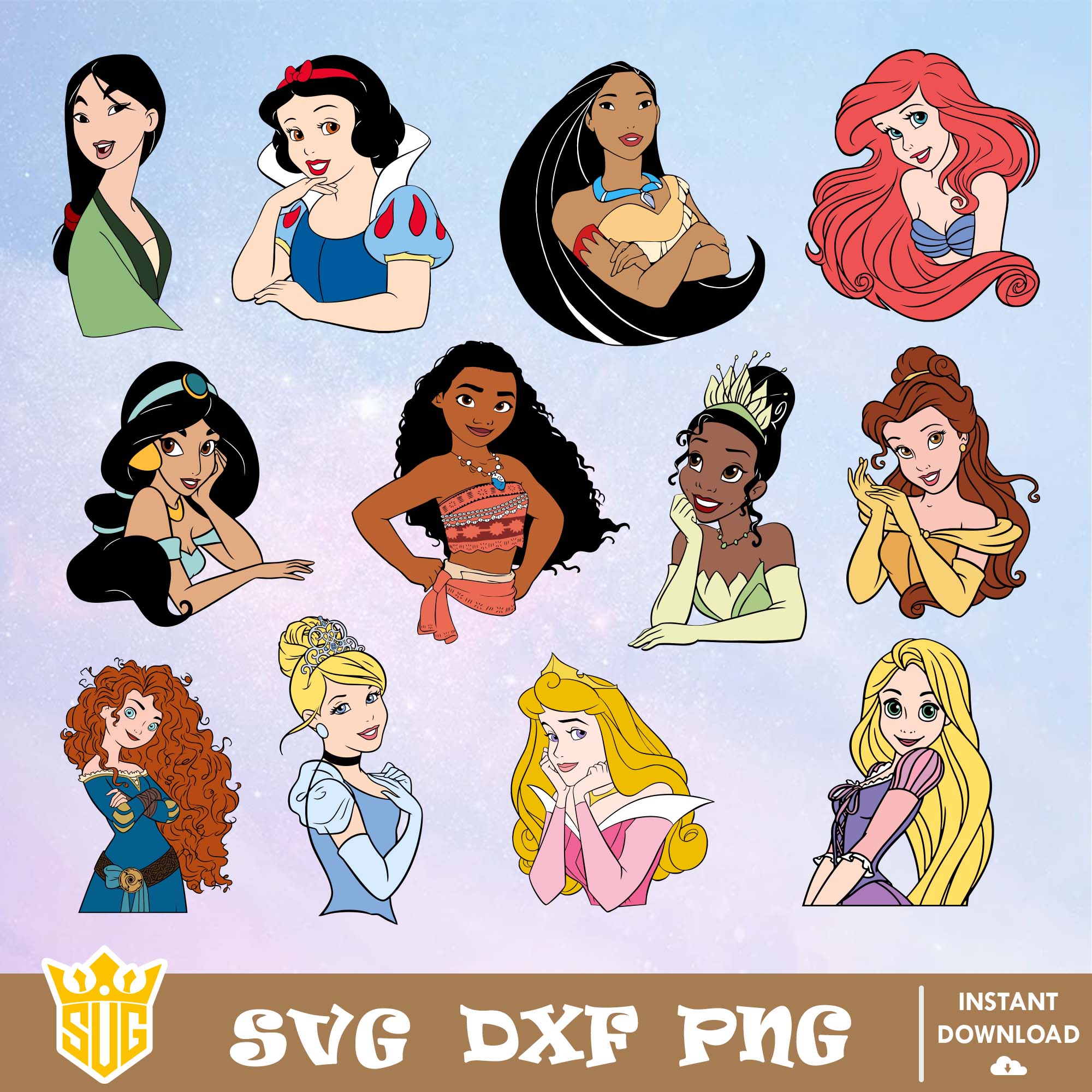 Disney Princess Svg, Disney Svg, Cut Files, Cricut, Clipart - Inspire ...