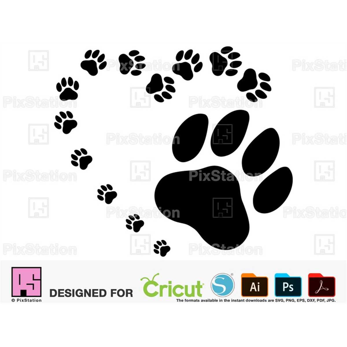 Dog Paw Heart Print SVG File, Dog Love Clipart, dog paw print