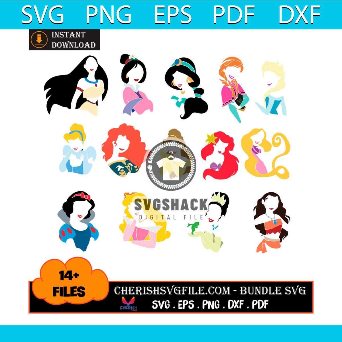 14 Files Of Disney Princess Bundle Svg, Disney Svg - Inspire Uplift