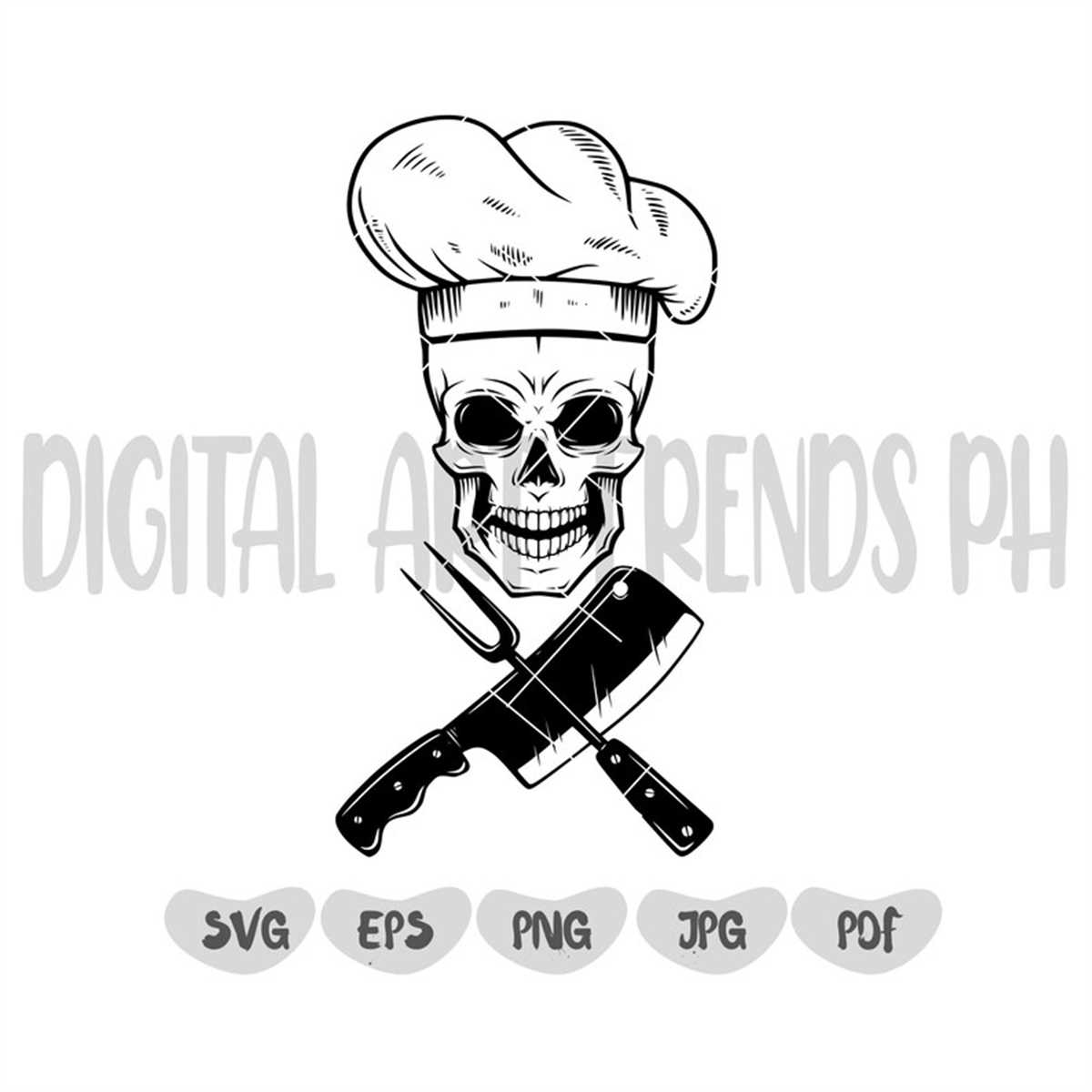 Chef Skull SVG | Skeleton Cook SVG | Kitchen SVG | Restauran - Inspire ...