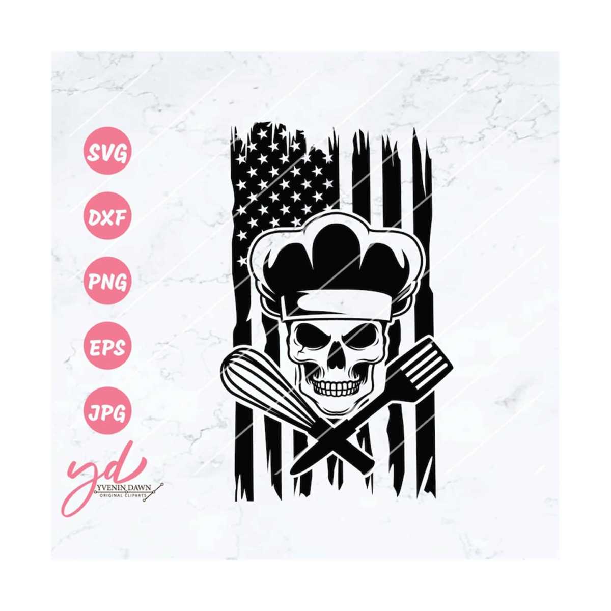 Us Chef Skull Svg | Chef Svg | Us Master Chef Svg | American - Inspire ...