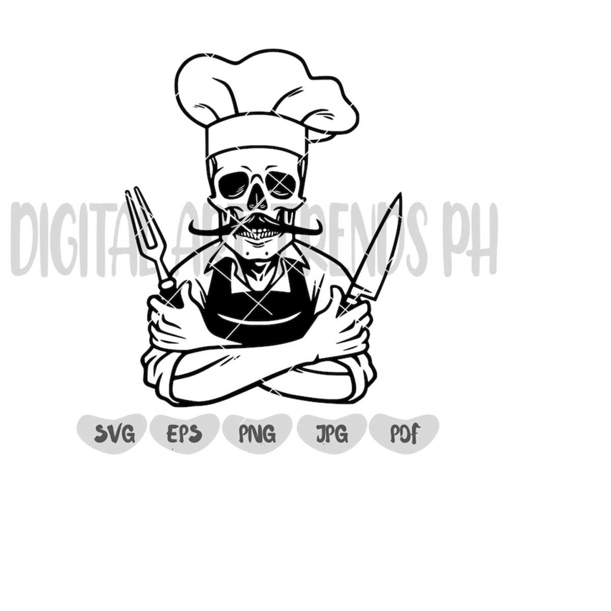 Chef Skull Svg file, Master Chef Svg, Kitchen Svg, Chef Shir - Inspire ...