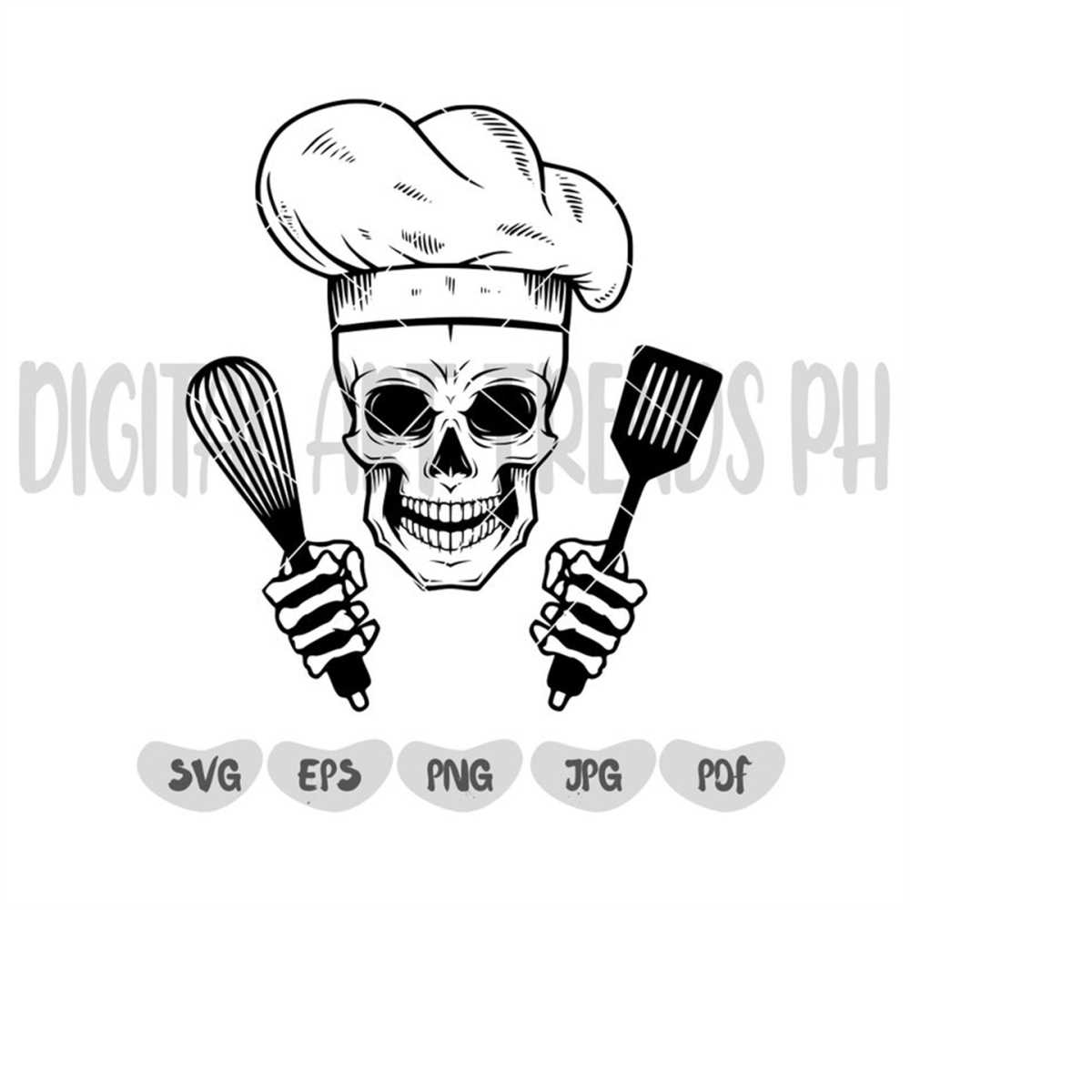 Chef Skull SVG | Skeleton Cook SVG | Kitchen SVG | Restauran - Inspire ...