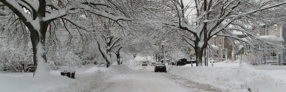 street covered in two feet of snow