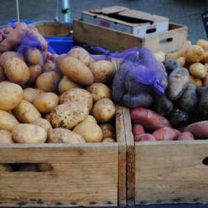 potatoes in bin