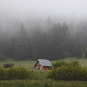 brown and black solar panel house