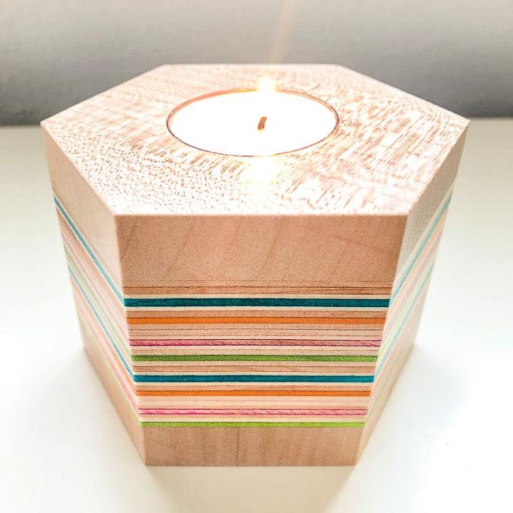 Wood Candle Holder from Skateboard Veneer