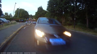 Moment driver in stolen car rams head-on into police motorcyclist