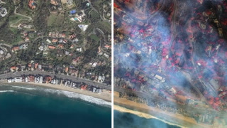 Before and after images show scale of fire damage in California