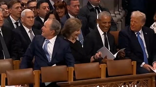 Donald Trump and Barack Obama share laugh at Jimmy Carter’s funeral