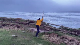 Footage shows deadly Storm Eowyn’s fury as 100mph winds batter UK 