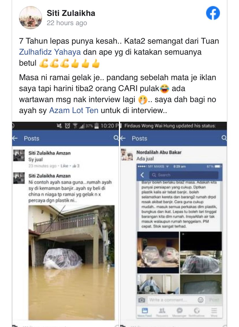 “Masa Ini Ramai Yang Gelak..” Rupanya Berkesan Balut Kereta Elak Banjir, Wanita Ini Kongsi Pengalaman, Bikin Netizen Kagum!