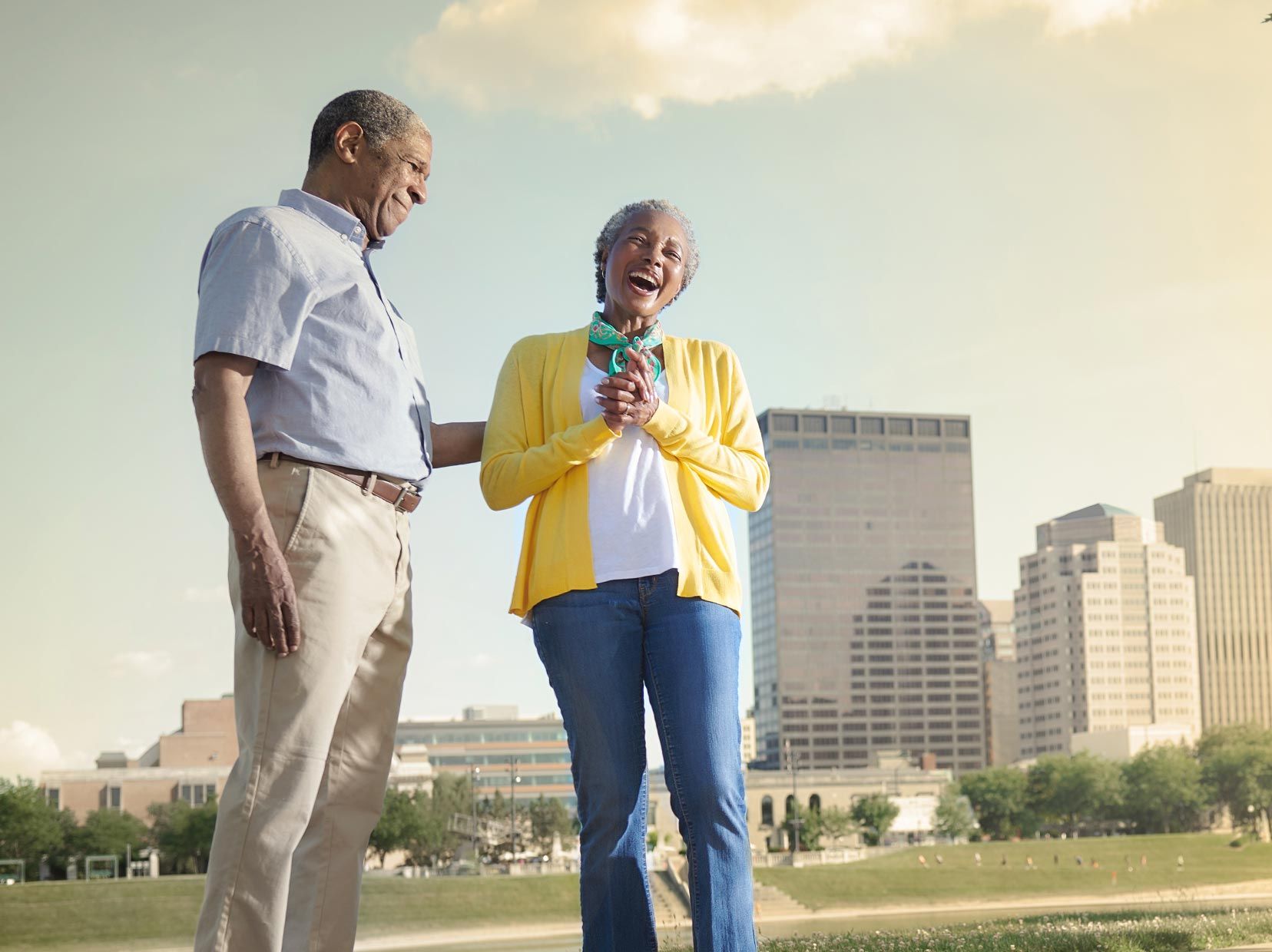 elderly couple walking in Dayton, Ohio