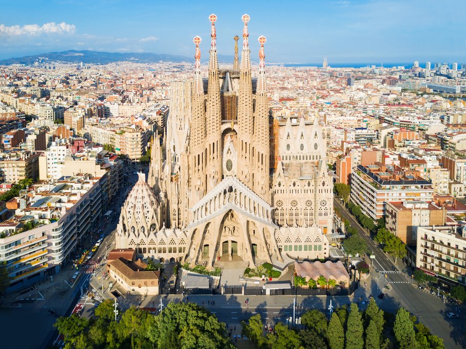 Aerial view of Barcelona and the Sagrada Familia