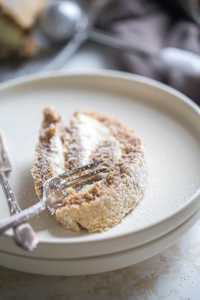 spice cake with a fork