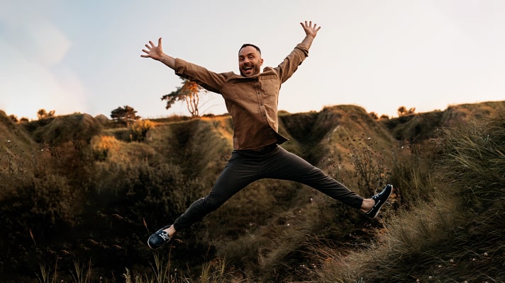 Happy man jumping