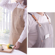 Long Gray Khaki X Back Cotton Apron