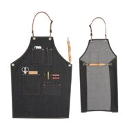 Black Denim Apron Cowhide Leather Straps