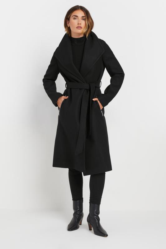 Tall  LTS Tall Black Belted Wrap Formal Coat