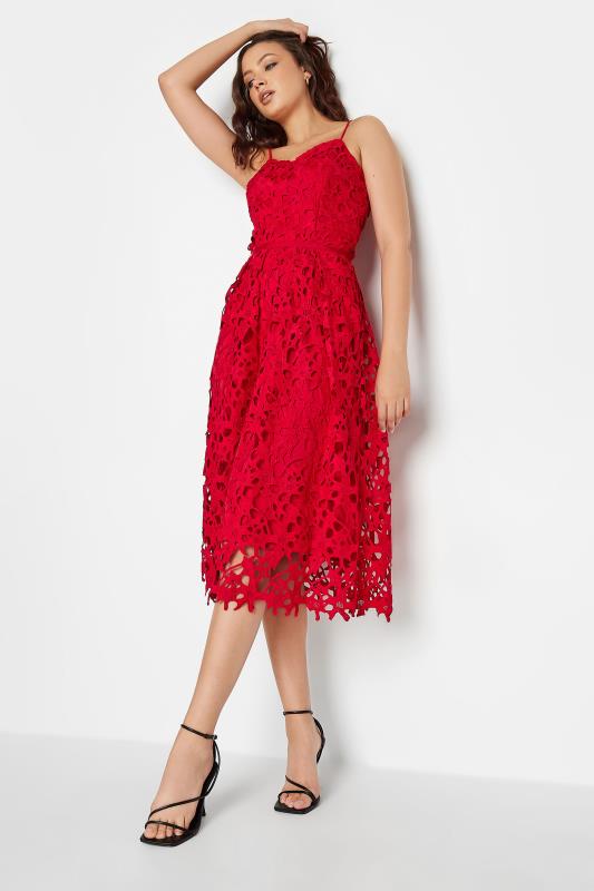 Tall  LTS Tall Red Lace Midi Dress