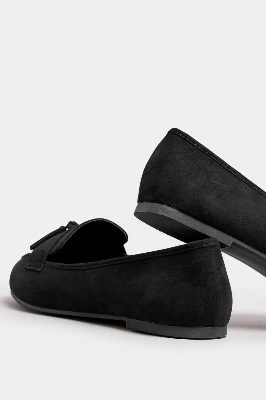 Black Tassel Detail Faux Suede Loafers In Extra Wide EEE Fit | Yours Clothing 4