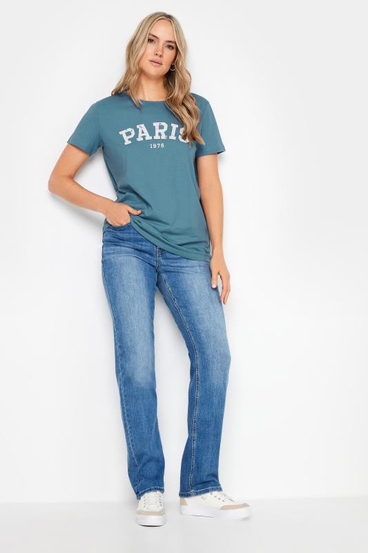 LTS Tall Blue 'Paris' Print Graphic T-shirt | Long Tall Sally 2