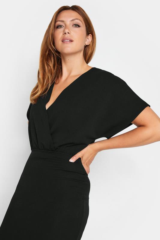 LTS Tall Women's Black Scuba Wrap Midi Dress | Long Tall Sally 4