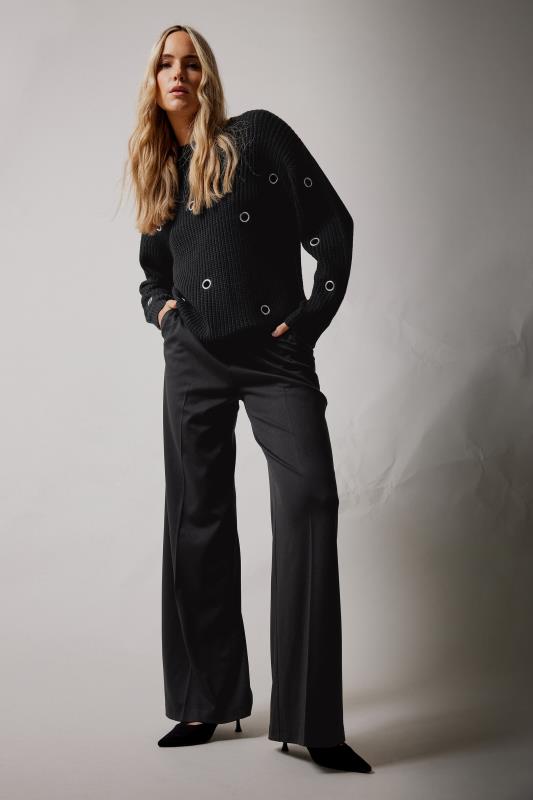 Tall  LTS PREMIUM Tall Black Tailored Wide Leg Trousers