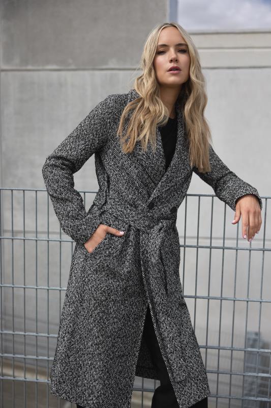 Tall  LTS Tall Grey Woven Herringbone Formal Midi Coat