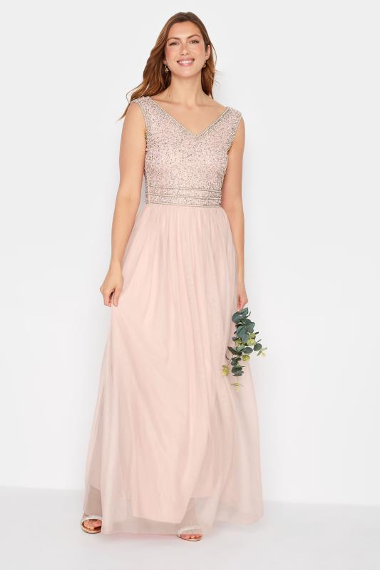 Tall  LTS Tall Blush Pink Sequin Hand Embellished Maxi Dress