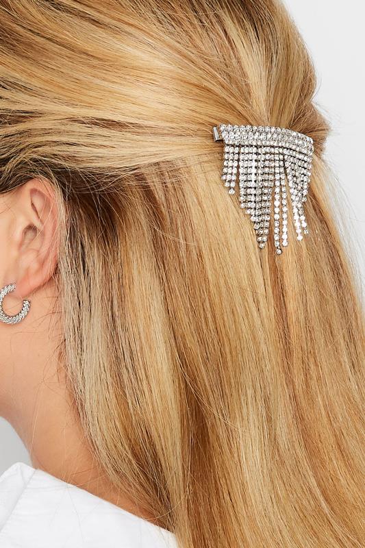 Plus Size  Yours Silver Diamante Tassel Hairslide