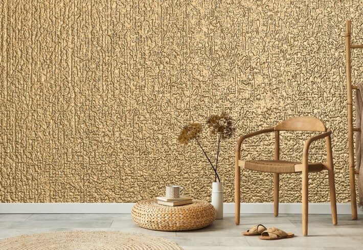 Dining Room 3d Gold Textured Surface Wallpaper