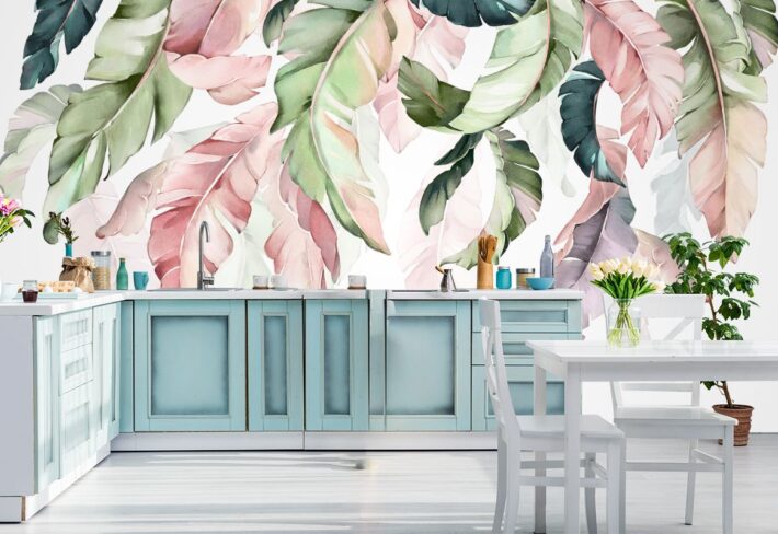 Tropical Leaves Wallpaper Mural for Dinning Room