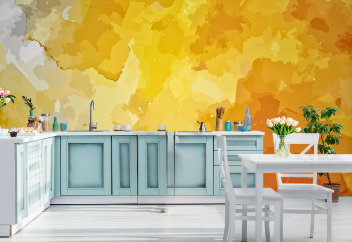 Yellow Color Printed Wallpaper Mural