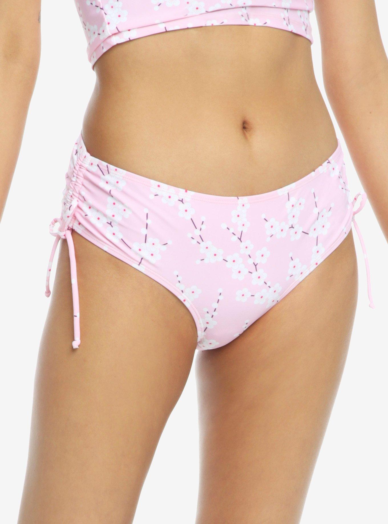 Cherry Blossom Cinched Swim Bottoms, , hi-res