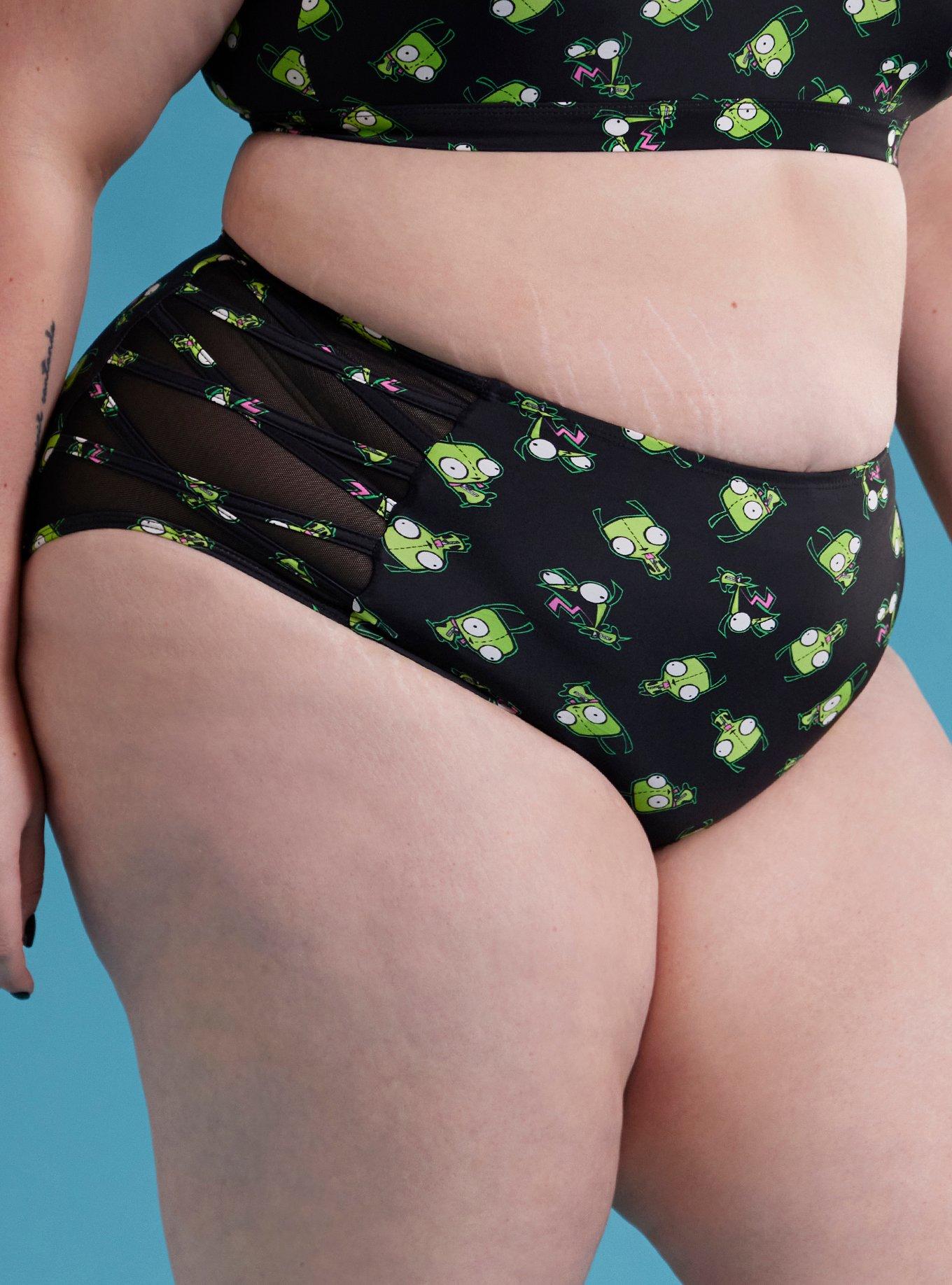 Invader Zim GIR Poses Mesh High-Waisted Swim Bottoms Plus Size, , hi-res