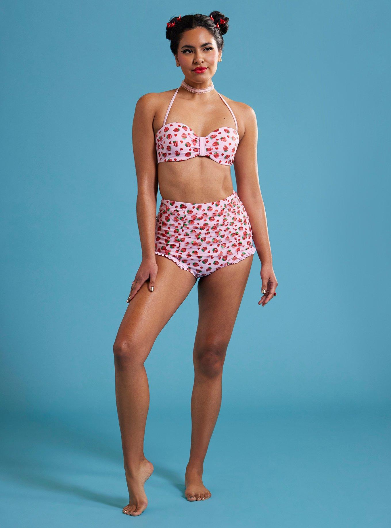 Strawberry Heart Halter Swim Top, , hi-res