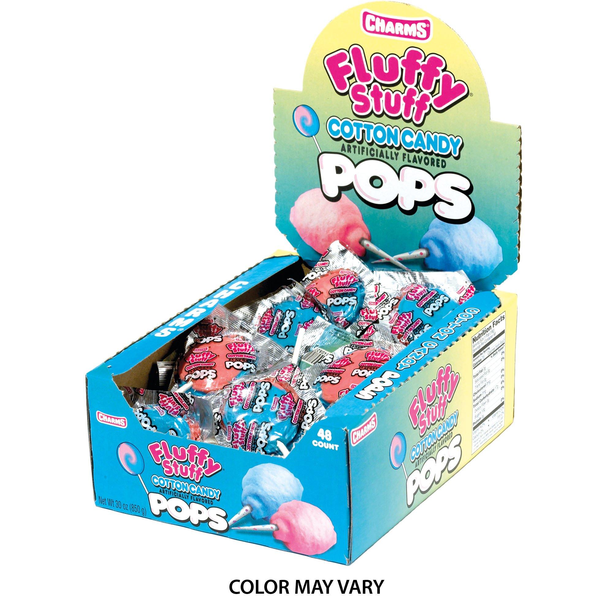 Charms Fluffy Stuff Cotton Candy Pop, 0.63oz - Strawberry & Blue Raspberry