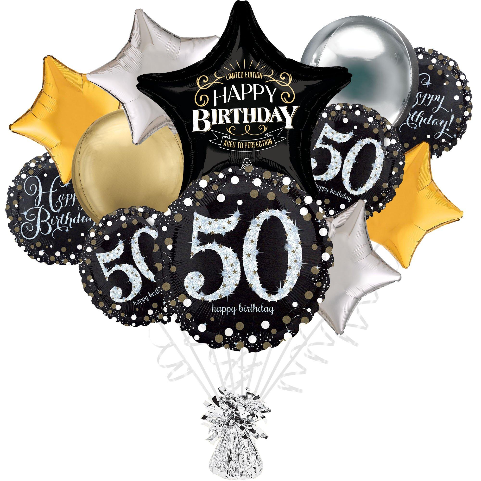 Sparkling Celebration 50th Birthday Foil Balloon Bouquet